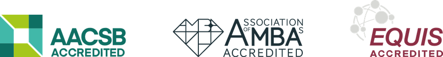 AACSB Accredited · Association of MBAs Accredited · EQUIS Accredited